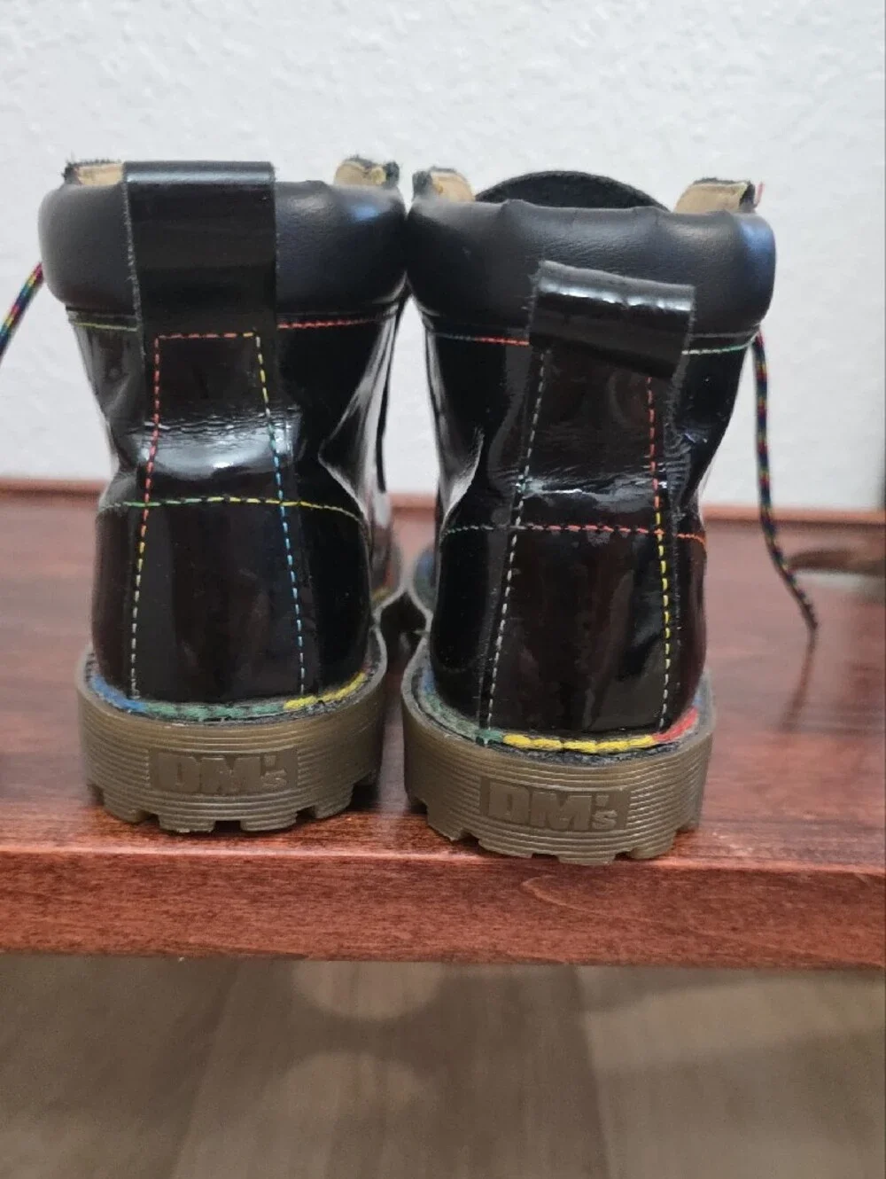 Dr. Martens Black Kids  Boots with Rainbow Laces